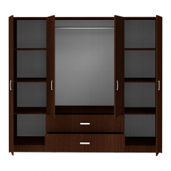 Ντουλάπα τετράφυλλη Royal pakoworld με συρτάρια wenge 200x58x177εκ