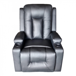 Πολυθρόνα relax με μηχανισμό massage Gessel pakoworld PU σε μαύρη απόχρωση 80x90x98εκ