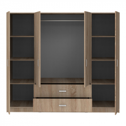 Ντουλάπα τετράφυλλη Royal pakoworld με συρτάρια sonoma 200x58x177εκ