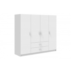 Ντουλάπα τετράφυλλη Royal pakoworld με συρτάρια λευκό 200x58x177εκ