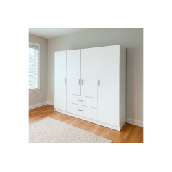 Ντουλάπα τετράφυλλη Royal pakoworld με συρτάρια λευκό 200x58x177εκ