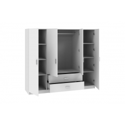 Ντουλάπα τετράφυλλη Royal pakoworld με συρτάρια λευκό 200x58x177εκ