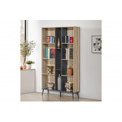 Βιβλιοθήκη Zezan pakoworld σε sonoma-ανθρακί απόχρωση 114x30x200.5εκ
