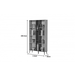 Βιβλιοθήκη Zezan pakoworld σε sonoma-ανθρακί απόχρωση 114x30x200.5εκ