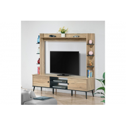 Σύνθετο σαλονιού Zezan pakoworld σε sonoma-ανθρακί απόχρωση 182.5x40x162εκ