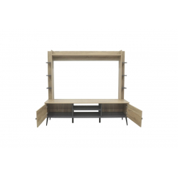 Σύνθετο σαλονιού Zezan pakoworld σε sonoma-ανθρακί απόχρωση 182.5x40x162εκ