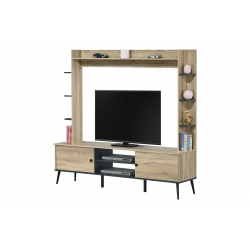 Σύνθετο σαλονιού Zezan pakoworld σε sonoma-ανθρακί απόχρωση 182.5x40x162εκ