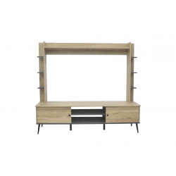 Σύνθετο σαλονιού Zezan pakoworld σε sonoma-ανθρακί απόχρωση 182.5x40x162εκ