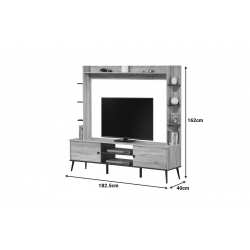 Σύνθετο σαλονιού Zezan pakoworld σε sonoma-ανθρακί απόχρωση 182.5x40x162εκ