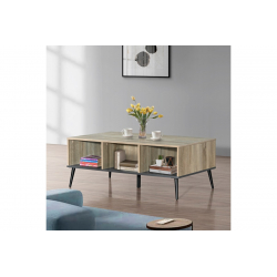 Τραπέζι σαλονιού Zezan pakoworld σε sonoma-ανθρακί απόχρωση 121x60x44.5εκ