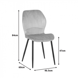 Καρέκλα Jelour pakoworld βελούδο σε γκρι απόχρωση-πόδια φυσικά μεταλλικά 46.5x60x84εκ