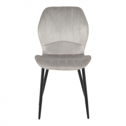 Καρέκλα Jelour pakoworld βελούδο σε γκρι απόχρωση-πόδια μαύρα μεταλλικά 46.5x60x84εκ