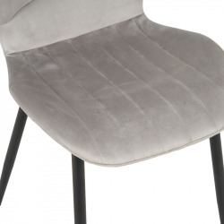 Καρέκλα Jelour pakoworld βελούδο σε γκρι απόχρωση-πόδια μαύρα μεταλλικά 46.5x60x84εκ