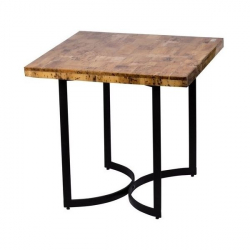Τραπέζι βοηθητικό με μεταλλικά μαύρα πόδια Καφέ Ξύλο 80x80x75cm