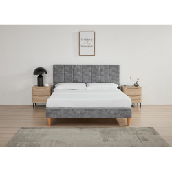 ROSSI ΚΡΕΒΑΤΙ ΔΙΠΛΟ ΥΦΑΣΜΑ ΓΚΡΙ 165X218X103cm