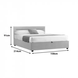 Κρεβάτι Molito pakoworld βελούδο σε μαύρη απόχρωση με αποθηκευτικό χώρο150x200εκ