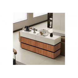 Συρταριέρα Sonlen pakoworld mdf σε καρυδί-μπεζ απόχρωση 120x40x72εκ