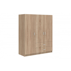 Ντουλάπα τρίφυλλη Royal pakoworld με συρτάρια και πατάρι sonoma 150x58x230εκ