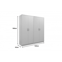 Ντουλάπα τετράφυλλη Lego Ι pakoworld λευκή 160x42x180εκ