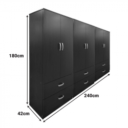 Ντουλάπα εξάφυλλη με συρτάρια Lego pakoworld wenge 240x42x180εκ