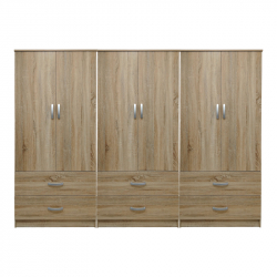 Ντουλάπα εξάφυλλη με συρτάρια Lego pakoworld sonoma 240x42x180εκ