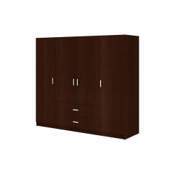 Ντουλάπα τετράφυλλη Royal pakoworld με συρτάρια και πατάρι wenge 200x58x230εκ