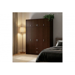 Ντουλάπα τετράφυλλη Royal pakoworld με συρτάρια και πατάρι wenge 200x58x230εκ