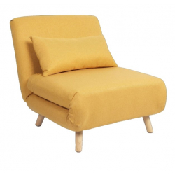Πολυθρόνα Κρεβάτι ArteLibre VERA Κίτρινο Ύφασμα/Ξύλο 79x80x89cm