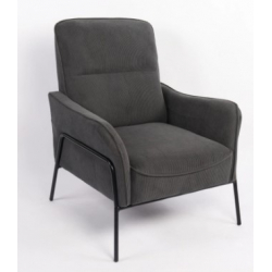 Πολυθρόνα ArteLibre ELAN Γκρι Σκούρο Ύφασμα Κοτλέ/Μέταλλο 94x77x82cm