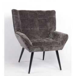 Πολυθρόνα ArteLibre TIVA Γκρι Σκούρο Ύφασμα Σενίλ/Μέταλλο 84x78x77cm