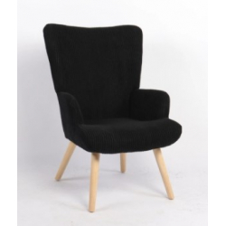 Πολυθρόνα ArteLibre LIRA Μαύρο Ύφασμα Κοτλέ/Ξύλο 94.5x64x70.5cm