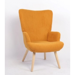 Πολυθρόνα ArteLibre LIRA Μουσταρδί Ύφασμα Κοτλέ/Ξύλο 94.5x64x70.5cm