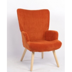 Πολυθρόνα ArteLibre LIRA Πορτοκαλί Ύφασμα Κοτλέ/Ξύλο 94.5x64x70.5cm