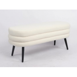 Παγκάκι Ottoman ArteLibre TONDO Λευκό Ύφασμα Teddy/Μέταλλο 42x112x44cm