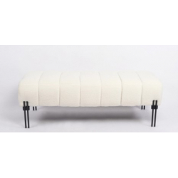 Παγκάκι Ottoman ArteLibre KUBO Λευκό Ύφασμα Teddy/Μέταλλο 40x116.5x50cm