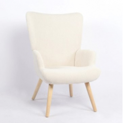 Πολυθρόνα ArteLibre LIRA Κρεμ Ύφασμα Κοτλέ/Ξύλο 94.5x64x70.5cm