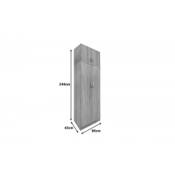 Ντουλάπα δίφυλλη και πατάρι Lego pakoworld σε sonoma-ανθρακί απόχρωση 80x42x240εκ