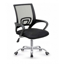 BF2101-W Πολυθρόνα Γραφείου χωρίς Ανάκλιση, Μέταλλο Χρώμιο Mesh Μαύρο