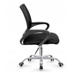 BF2101-W Πολυθρόνα Γραφείου χωρίς Ανάκλιση, Μέταλλο Χρώμιο Mesh Μαύρο