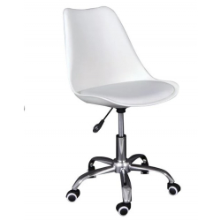 MARTIN-W Καρέκλα Γραφείου, Βάση Χρώμιο, PP & Pu Άσπρο, Μονταρισμένη Ταπετσαρία