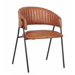 ALFRED Πολυθρόνα Μέταλλο Βαφή Μαύρο, PU Camel