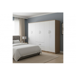 Ντουλάπα εξάφυλλη Lego Ι pakoworld sonoma-λευκό 200.5x42x180εκ