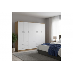 Ντουλάπα εξάφυλλη Lego pakoworld sonoma-λευκό 180x42x180εκ