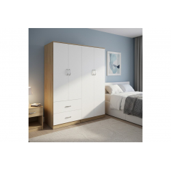 Ντουλάπα τετράφυλλη Lego pakoworld sonoma-λευκό 160x42x180εκ