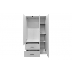 Ντουλάπα τρίφυλλη με 2 συρτάρια και πατάρι Lego pakoworld σε λευκή απόχρωση 90x42x240εκ