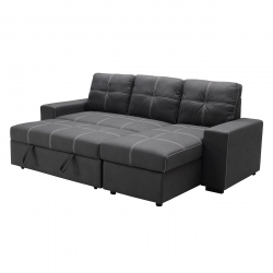 MONTREAL-Max Nabuk Καναπές Κρεβάτι Γωνία Αναστρέψιμη με Αποθηκευτικό Χώρο, Σκούρο Γκρι  246x157xH94cm Bed:127x196cm
