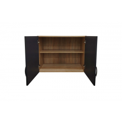 Ντουλάπα δίφυλλη με 2 συρτάρια και πατάρι Lego pakoworld σε oak-ανθρακί απόχρωση 80x42x240εκ