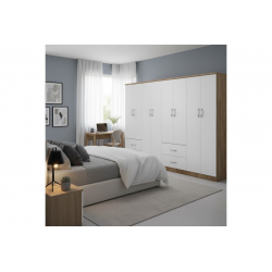 Ντουλάπα οχτάφυλλη Lego pakoworld sonoma-λευκή 241x42x181εκ