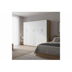 Ντουλάπα εξάφυλλη Lego pakoworld sonoma-λευκή 240x42x180εκ