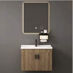 IDEA-3 Set Έπιπλο Μπάνιου Φυσικό, Καθρέπτης LED + Πάγκος με Νιπτήρα και Μπαταρία  60x47x45cm / Mirror 50x60x2cm